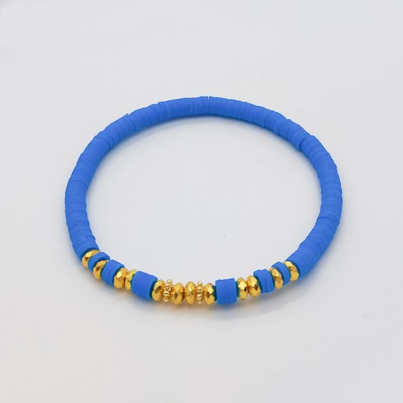 Pulseira Elástica com Contas Heishi Turquesa e Espaçadores Dourados – Joia Boho de Verão, Presente Fresco e Chique para Mulheres