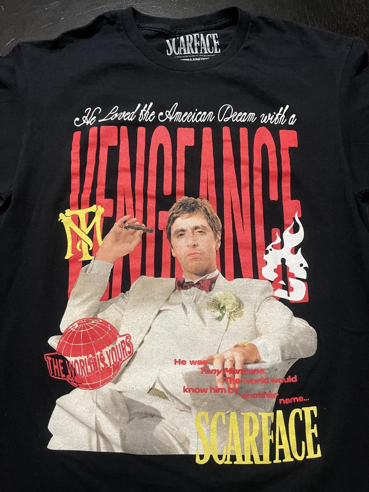Scarface The Movie Vengeance Graphic T-Shirt, Black, Size: Medium 2XL