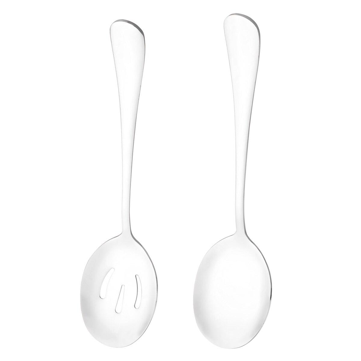 

2 шт., набор сервировочных ложек для салата, суповая ложка из нержавеющей стали, дуршлаг, ложка для ужина, бытовая общественная посуда, кухонная посуда серебряный