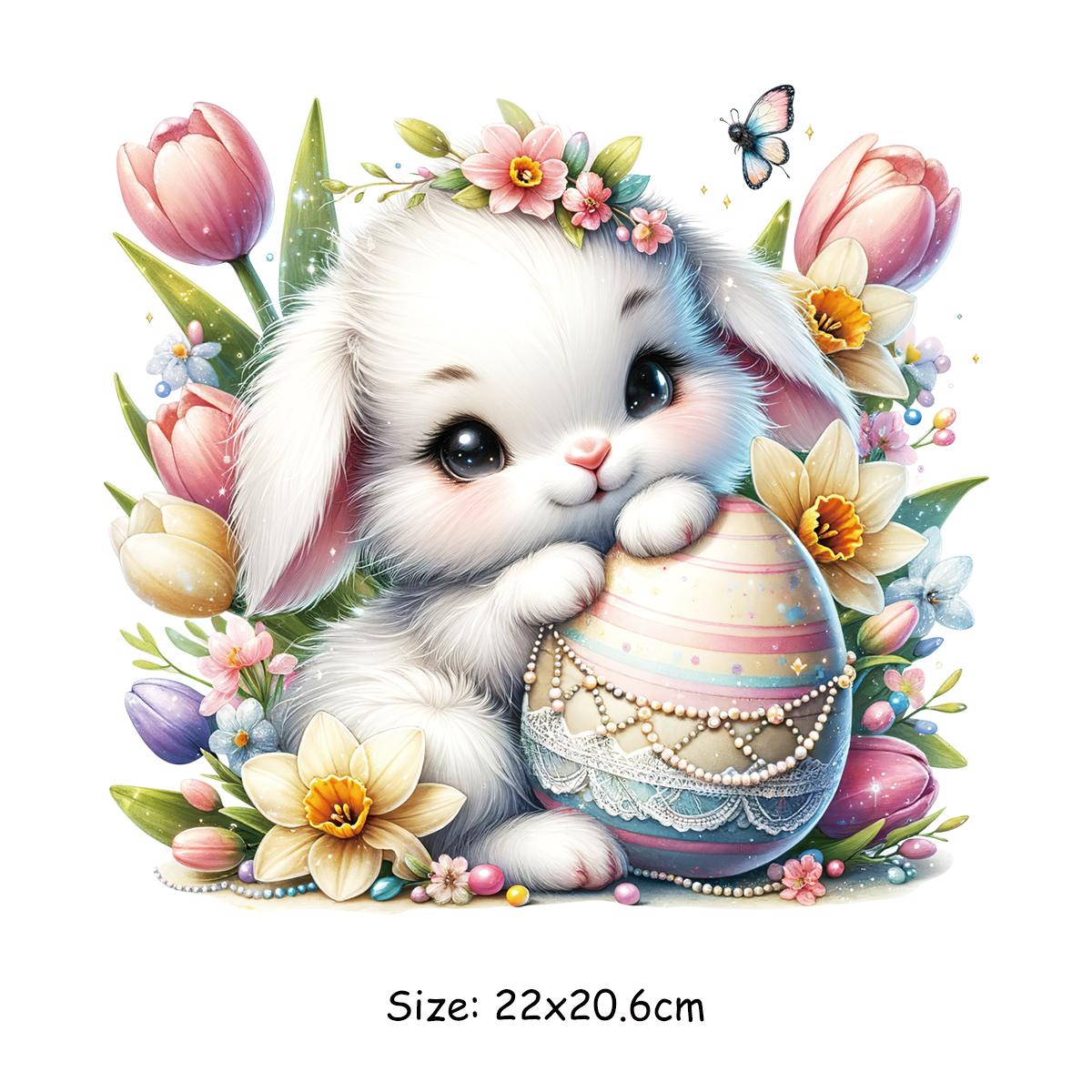 

Термонашивки с милым кроликом, одежда с аппликацией в виде цветка и бабочки, новый аксессуар для одежды, моющаяся теплопередача своими руками