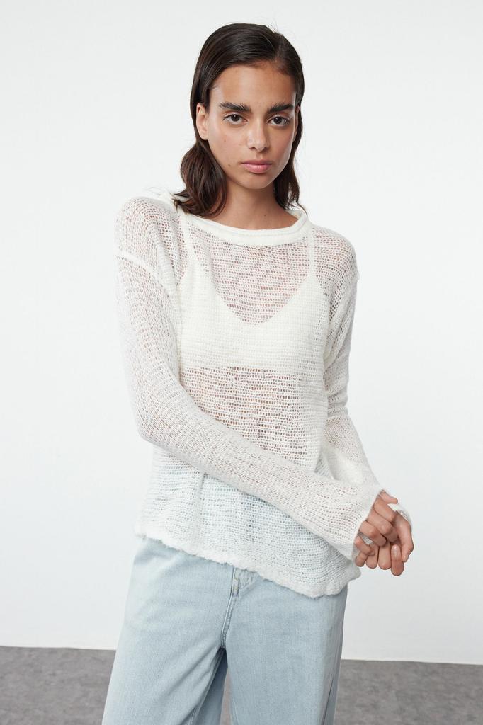 Women's Fashion Stylish Sweater Mint Transparent Knitwear Sweater