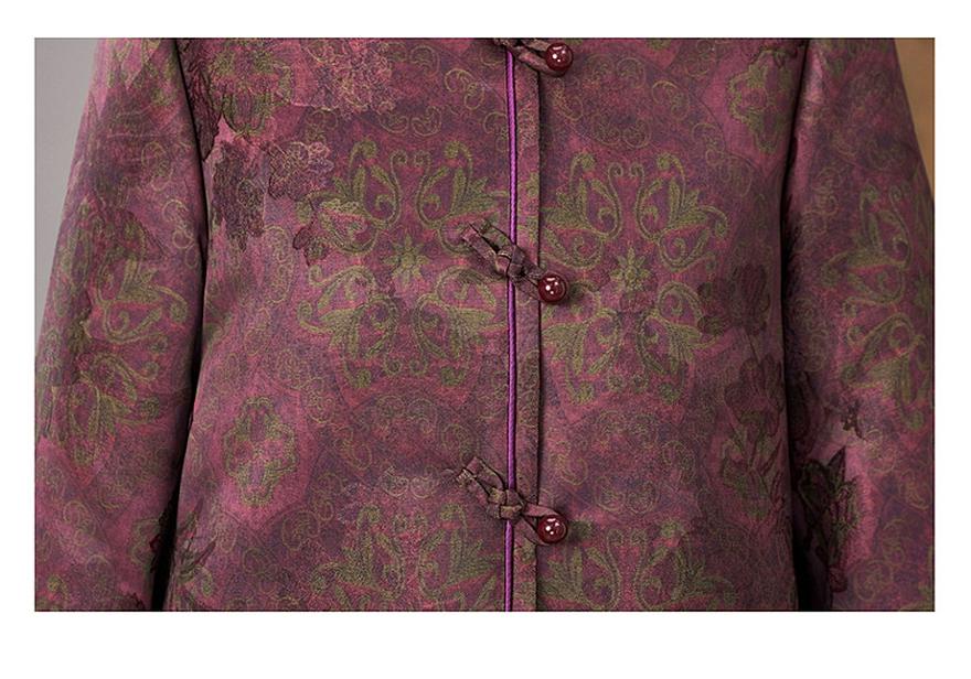 Elegant Spring & Autumn Chinese Style Outerwear for Mothers and Grandmothers, Round Neck, Fashionable for Middle-Aged and Elderly Women.