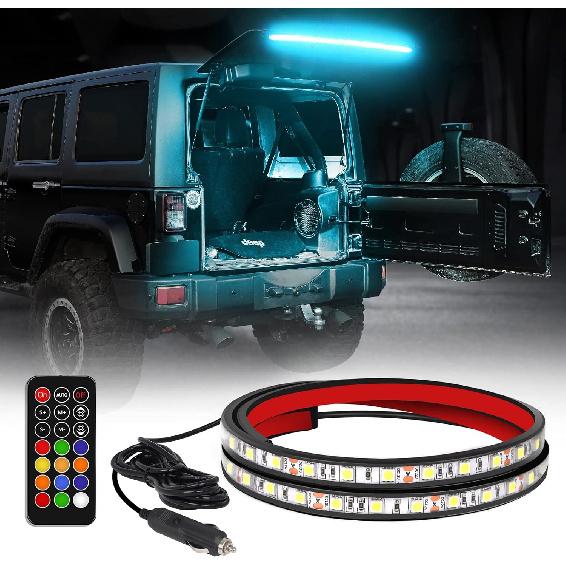 XRIDONSEN 40 Inch RGBW Rear Window Lift Gate Dome Light Strip Back Glass Tailgate Hatch Trunk Cargo Camping Light RF Wireless Remote Compatible With