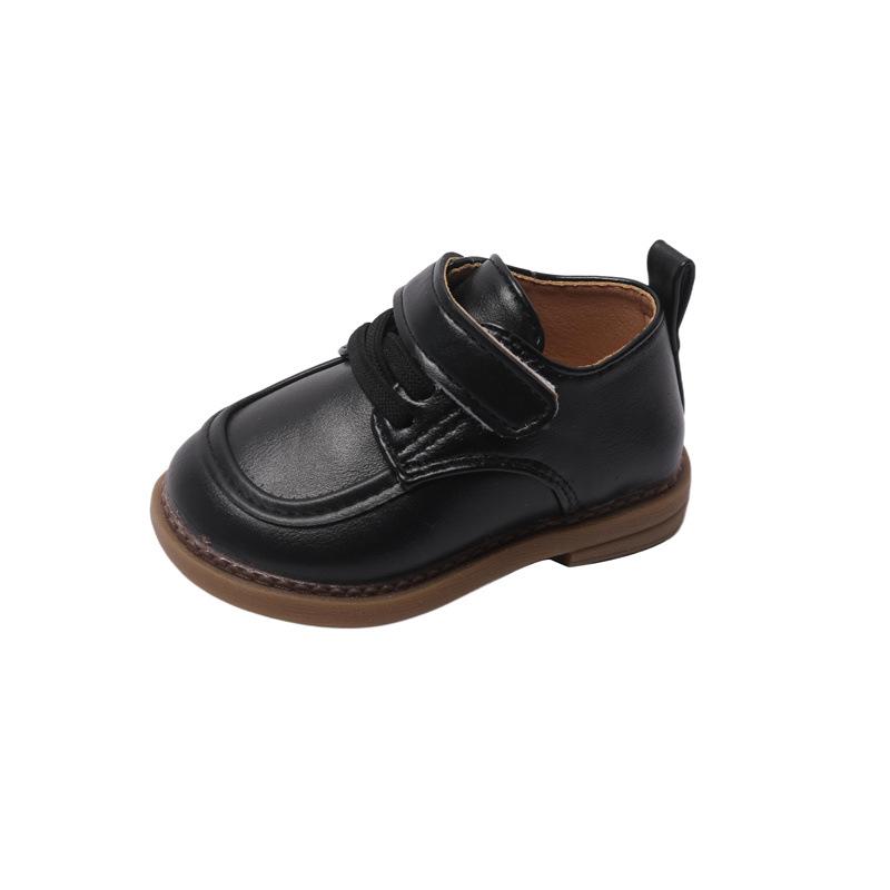 Scarpe Primi Passi in Pelle Stile Britannico Unisex per Bambini con Suola in Gomma