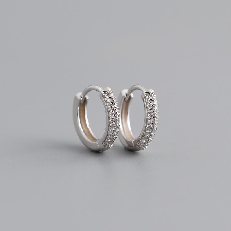 Luxury 925 Sterling Silver Cubic Zircon Pave Round Hoop Earrings for Women Wedding Jewelry