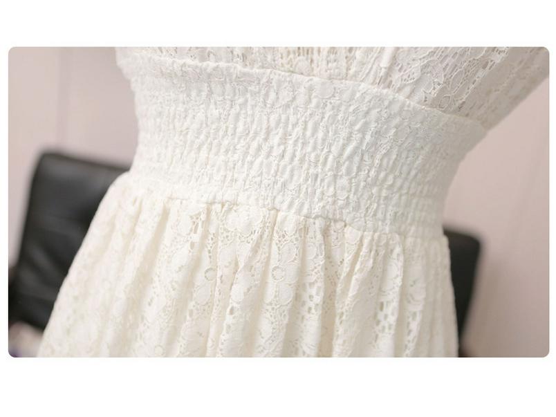 New Summer Lace V-Neck Slimming Waist Dress for Women - Korean Style Vacation Beachwear
