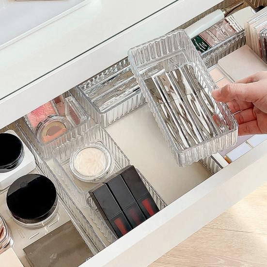 Drawer Divider Storage Box Clear Bathroom And Vanity Drawer Organizer Tray Drawer Storage Bin for Makeup Brushes Lipstick Cosmetics Kitchen Utensils