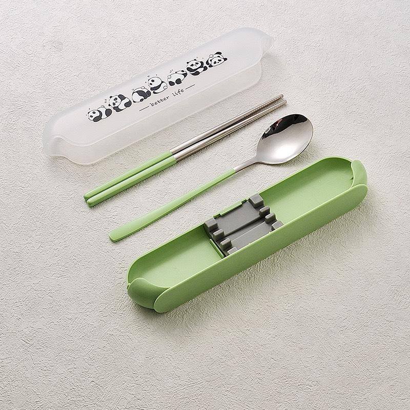 Portable Tableware Cartoon Love Fork Spoon Chopsticks Student Party Office Workers Travel Spoon Chopsticks Portable Box