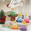 Knitted Christmas Tree Ornament Multi-Layered Mini Crochet Christmas Tree Hanging Decoration with Bell And Star Top Colorful Small Xmas Tree