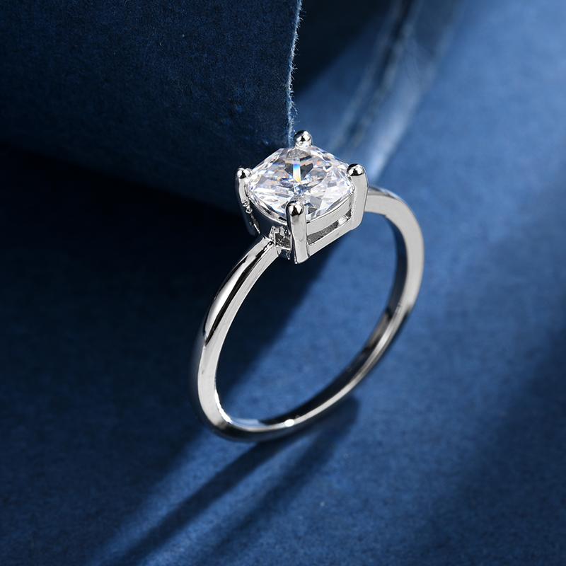 

925 Silver Classic 6 Claw Cubic Zirconia Rings Women Luxury Gold Color Wedding Engagement Bands Eternity Lady Jewelry Wholesale 9