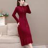Women's Mink-proof Knitted Dress Loose Solid Color Mid-length Sweater Dress Knee-length Fishtail Dress for Autumn and Winter