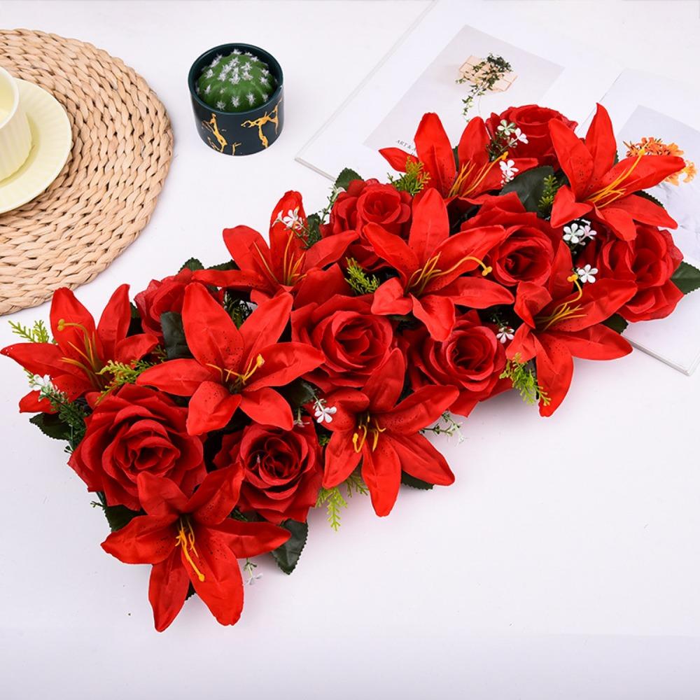 Rose&lily Fake Flowers Silk Wall Wedding Flower Fashion Simulated Flower  Party Stage Supplies