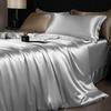 Luxury Mulberry Silk Duvet Cover Set High End Satin Solid Color Quilt Cover and Pillowcases Soft Silky King Size Comforter Cover