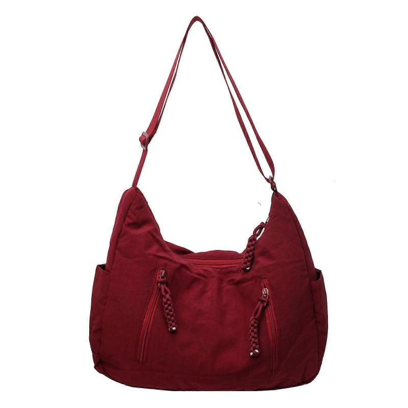 Delicate Shoulder Bag Casual Satchel Sling Purse Nylon Crossbody Bag for Travel and Outdoor Activity  Burgundy