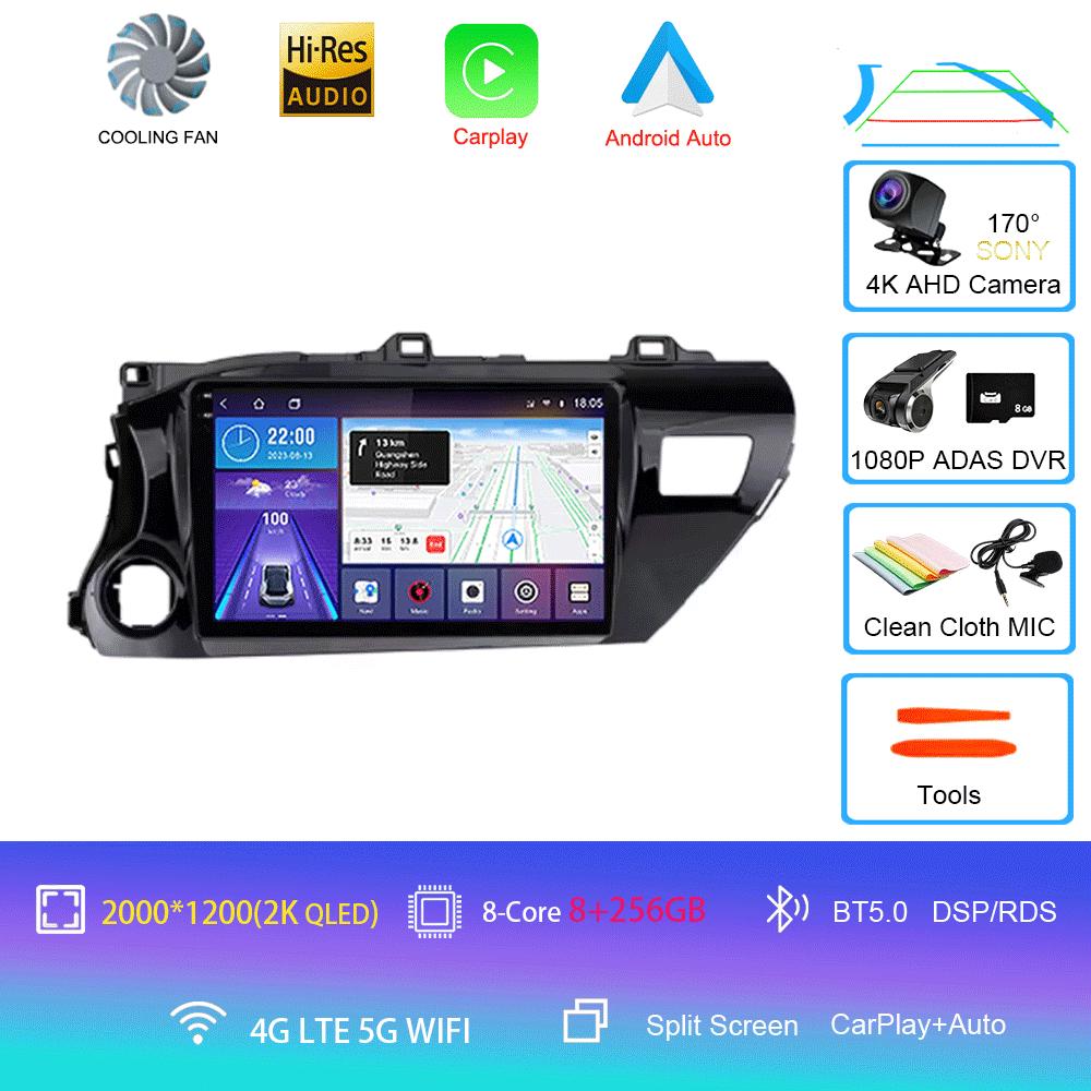 For Toyota Hilux Pick Up AN120 2015-2020 RHD LHD 8Core 2 Din Android 14 Auto Car Radio Multimedia 2din Stereo Carplay GPS Dvd