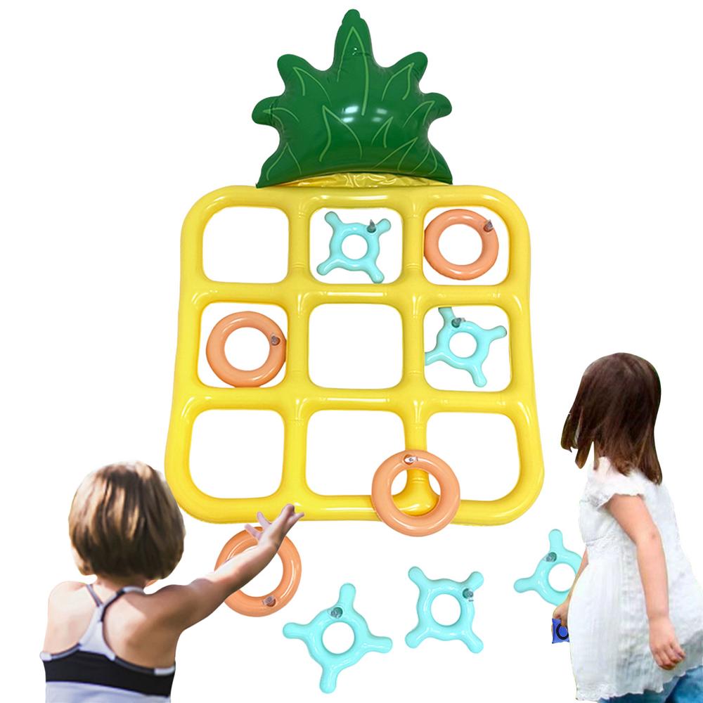 Inflatable Pool Toss Game Inflatable Toys Board Games Pineapple-Shaped Toss Game For Party & Pool Floating Toss Set gift