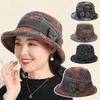 Windproof Women's Woolen Knitted Hat Tweed Bucket Hat Fashion Elderly Beret Outdoor Wear
