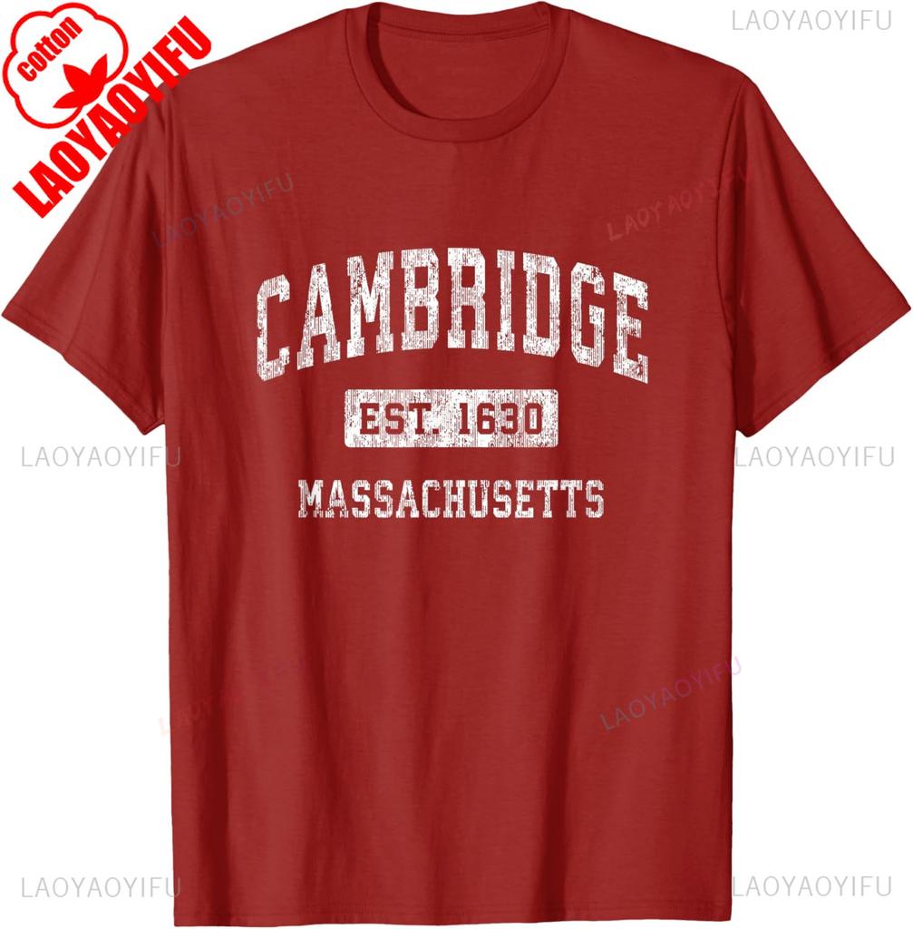 T-shirt Sportiva Vintage Cambridge Massachusetts Unisex Streetwear Casual Est Abbigliamento Atletico