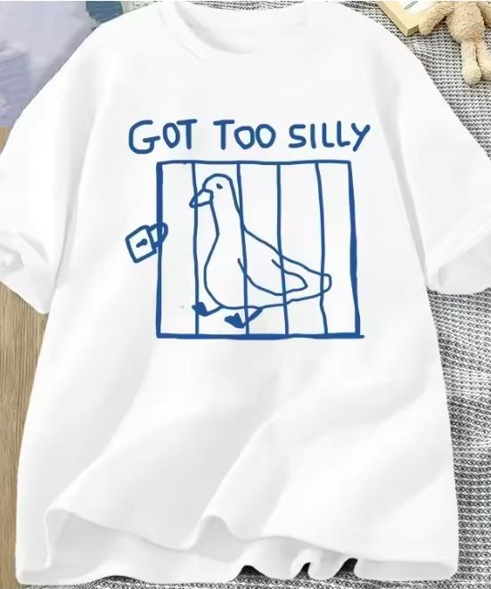 Příliš hloupé tričko Unisex Harajuku Vtipné hloupé husí tričko Ležérní Unisex Streetwear Oblečení Harajuku Krátký rukáv Ležérní