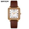 Sanda Women's Vintage Style Square Quartz Watch with Roman Numerals - Simple, Versatile, Waterproof Design