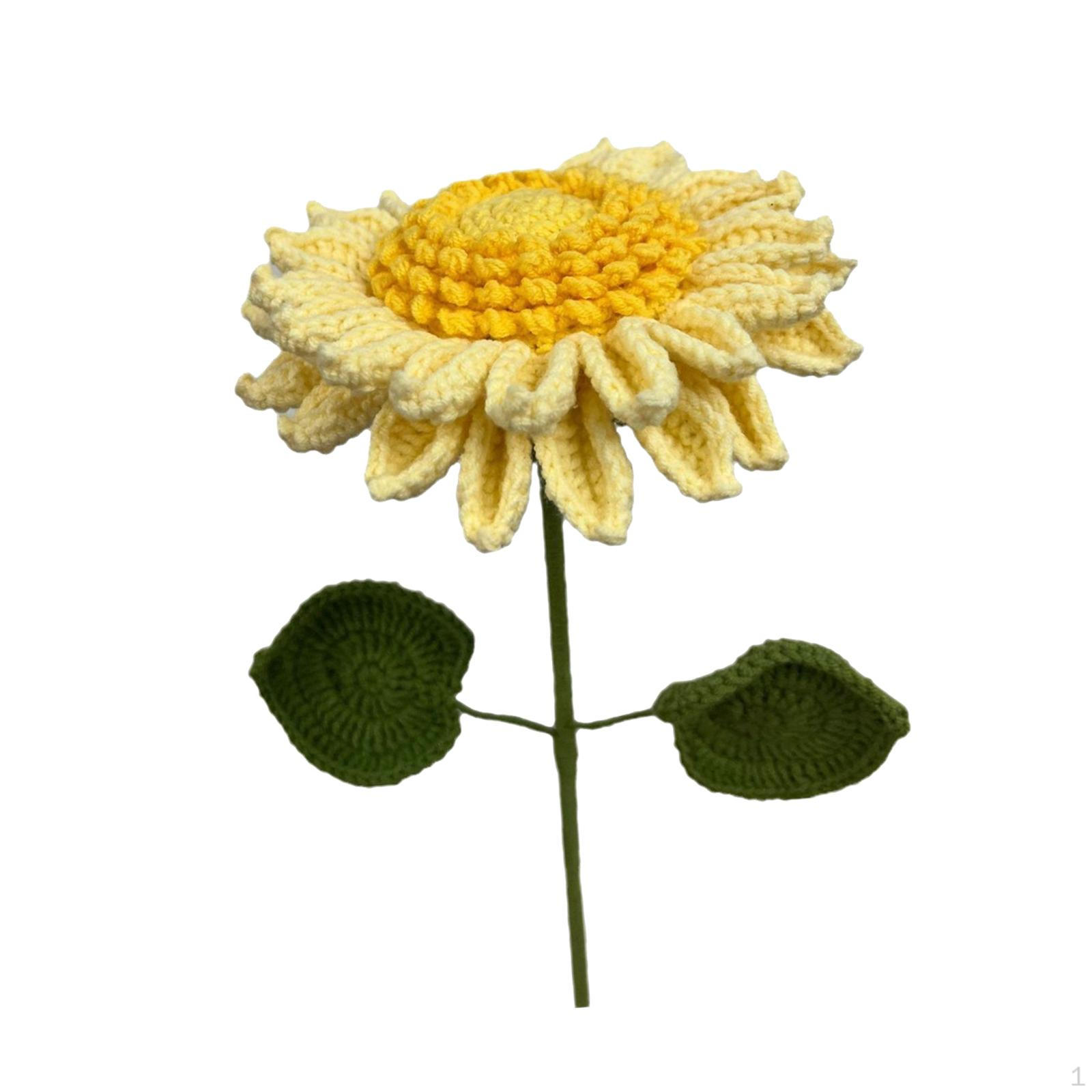 Вязаный крючком цветок искусственный подсолнух украшение легкий яркий вязаный декор своими руками поделки для стола Yellow
