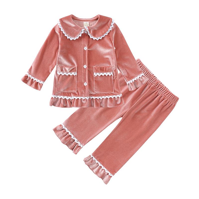 Children's Velvet Homewear for Boys and Girls, Autumn/winter European and American Style Sleepwear for Young Children