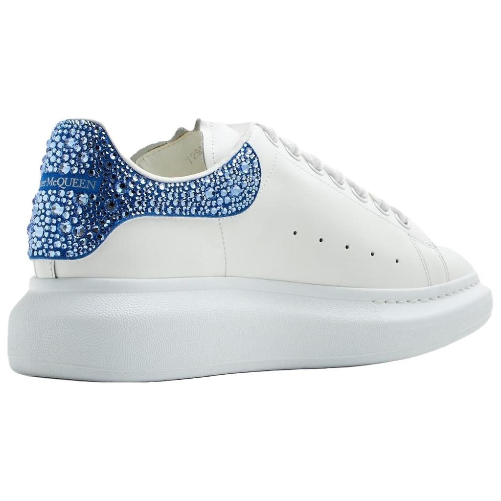 Alexander Mcqueen Oversized Sneaker Leather Stylish Skateboarding Shoes Men's White Blue 729541WIA4Z8923