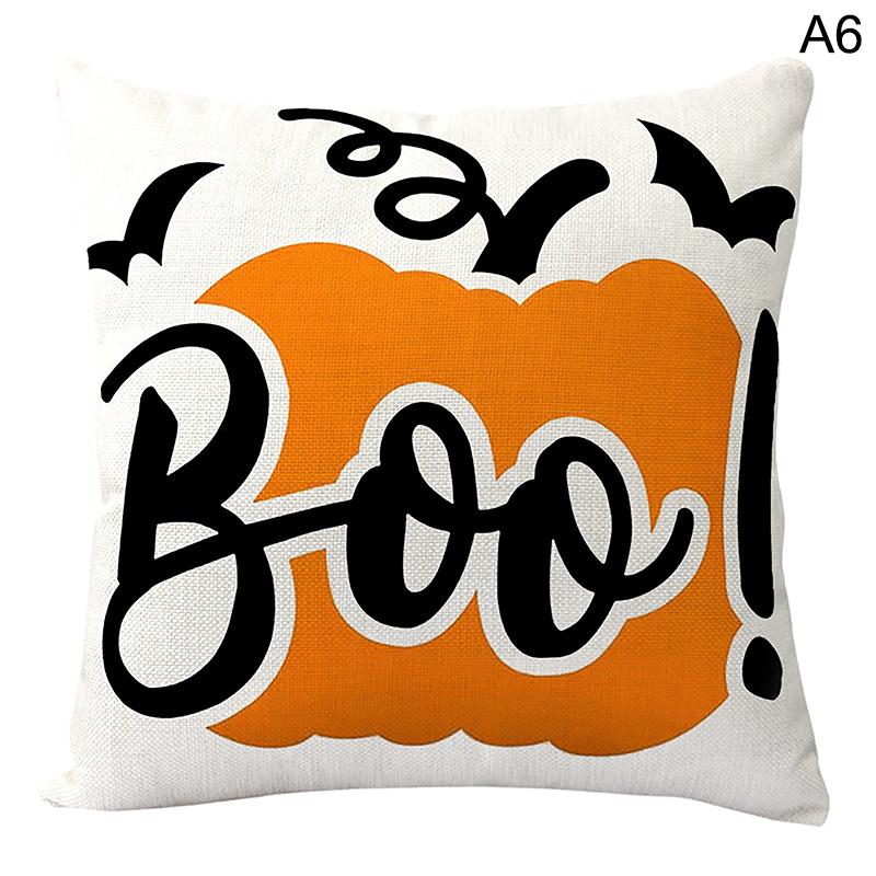45*45cm Halloween Decoration Pillow Cover, Trick Or Treat Cushion Cover, Ghost, Pumpkin Head, Bat Decor Sofa Cushion Cover Decor