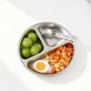 3 Compartment Cute Round Children Food Plate 304 Stainless Steel Divided Dinner Plate Fruit Salad Plates Dishes Dishwasher Safe