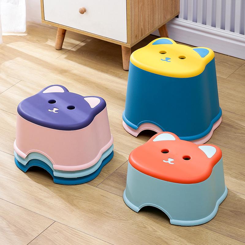 1PC Round Stool Plastic Thickened High Small Chair Creative Bench Children's Footstool Household Cartoon