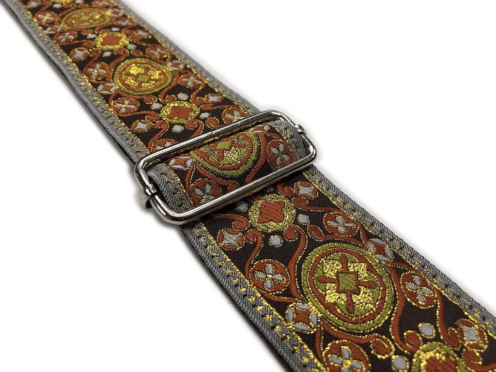 HOSCO Gitarrengurt Jacquard-Webart 5cm Braun 98-160cm/Breite STR-DG71-BR