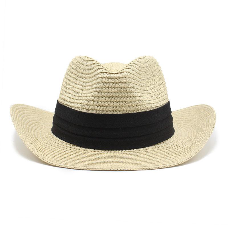 Summer Hat Panama Straw Hat British Top Hat Men'S And Women'S Foldable Sunshade Beach Hat Sunscreen Hat