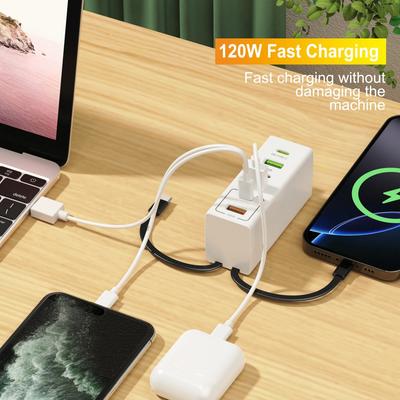 Total 120W Multi Porta USB Carregamento Rápido Tomada Régua de Alimentação Estação Carregadora Tipo C Carregamento Tomada Elétrica Adaptador de Extensão