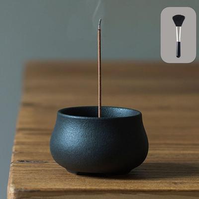 Nannlia Incense Holder Burner Stylish Mini Altar Ceramic Stick Stand Simple (black)