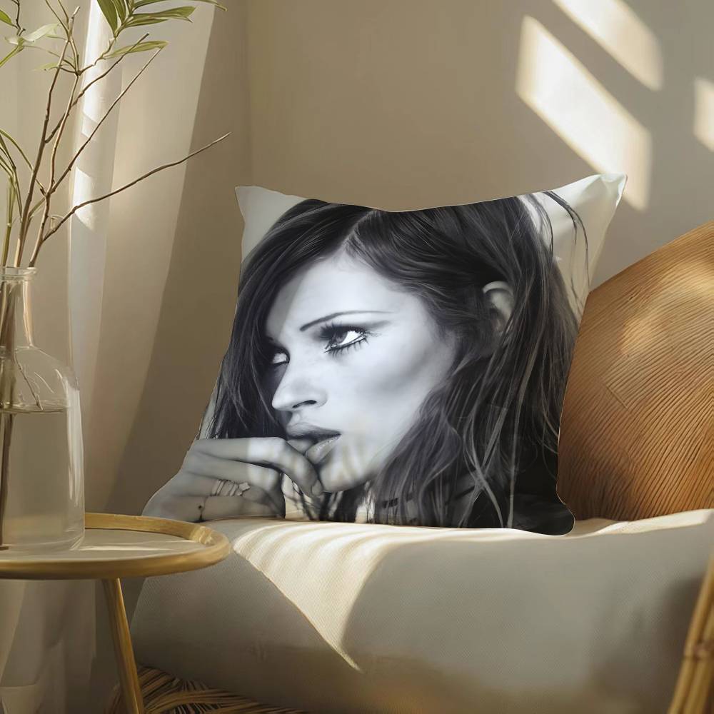 Classic Fashion Art Kate Moss-M Pillow Case Silky Elegant Comfort Sofa Bed  Invisible Zipper Beach Pillowcase