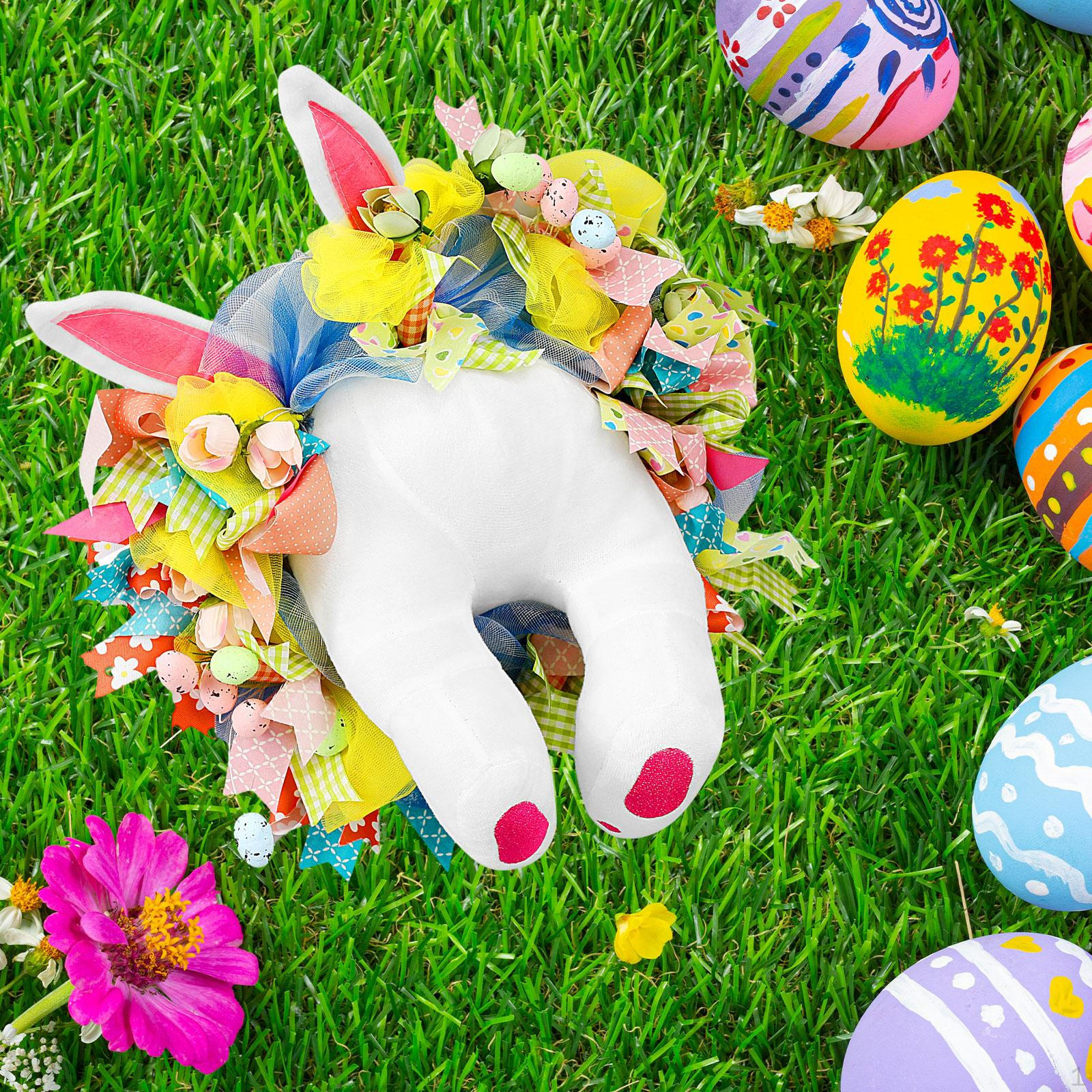 

Garland Easter Door Wreath with Bunny Butt Ear Decorative Hanging Sign for Fence Style A