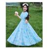 Mädchen Sommerkleid mit Blumenprint, Prinzessinnenstil, kurzärmelig, A-Linie, für größere Kinder