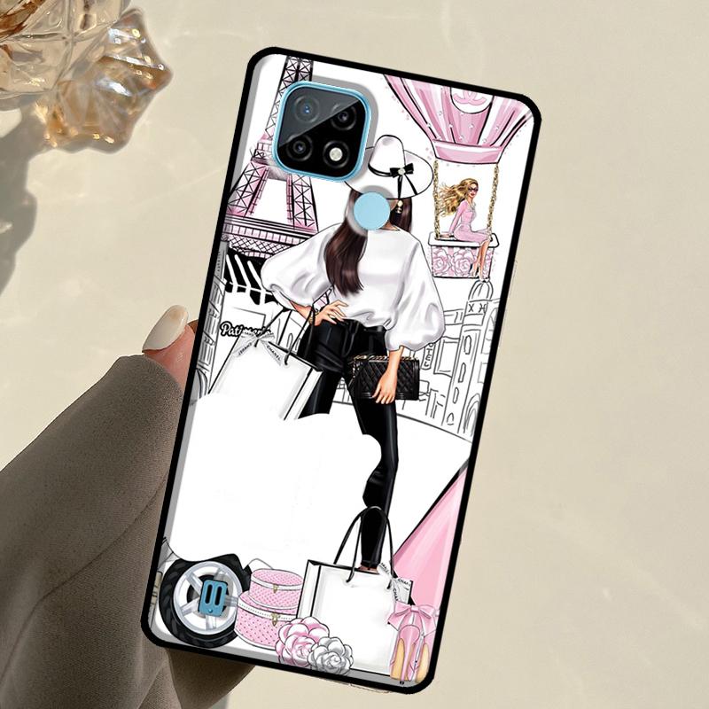 Fashion Girl For Realme C67 C75 C61 C55 C53 C51 C21Y C25S GT 6 6T 5 GT7 Pro 10 11 12 13 14 Pro Plus Case
