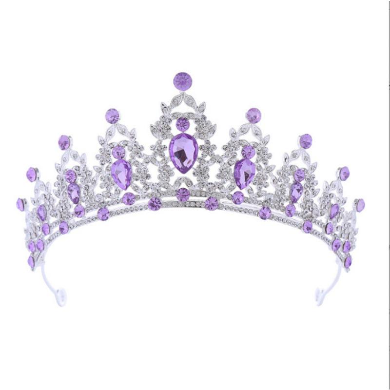 Wedding and Birthday Headband Leaf Inlaid with Rhinestone Crystals Colorful Princess Bridal Accessories