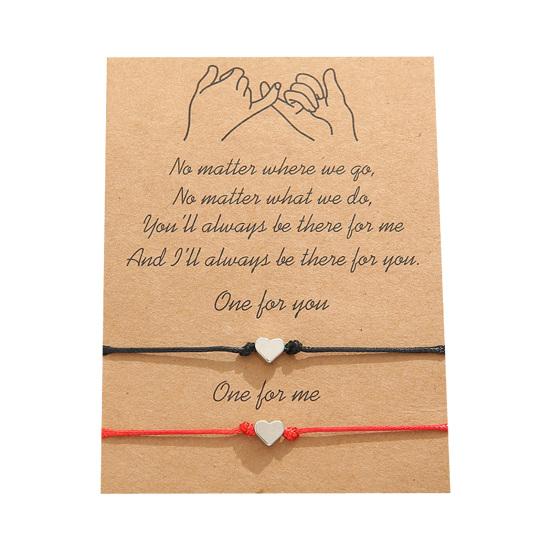 Simple Heart-shaped Wax Thread Knitting Blessing Card Lovers Bracelet Gift Set