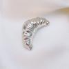Trendy Gold Plated Croissant Brooches for Men Women Couples Unique Vintage Zircon Food Pins Statement Accessories for Parties