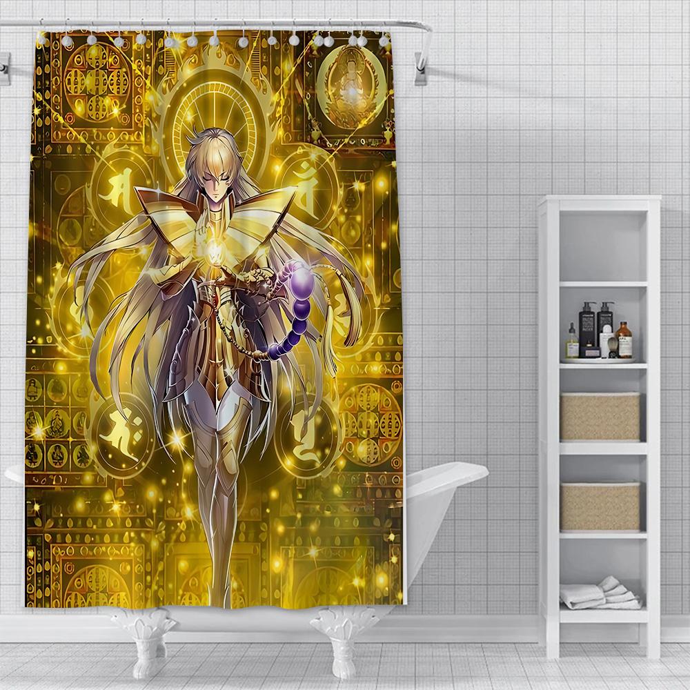 Shower Curtain Waterproof Polyester Fabric Paint Colorful Bath Curtains Saint Seiya Hyoga Shiryus Home Bathroom Decor With Hook