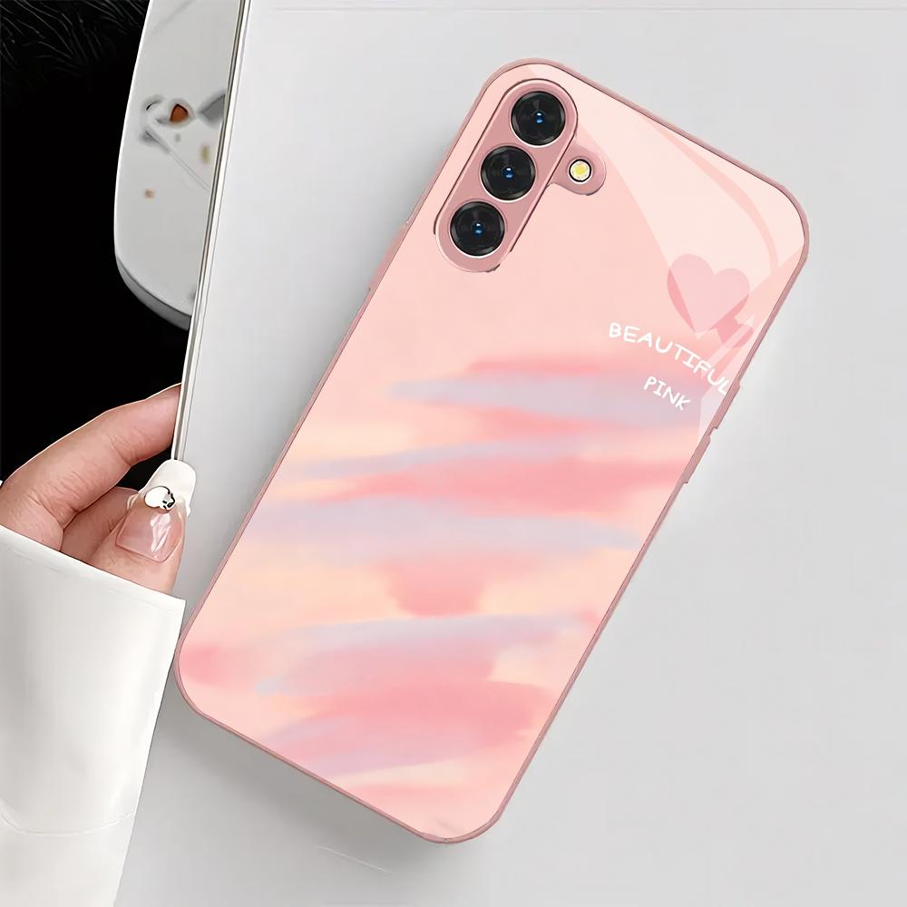 

Minimalist metallic paint glass phone case suitable for Samsung GalaxyS26 S25 S24 S23 S22 S20FE/Ultra/Plus shockproof back cover GalaxyS24FE