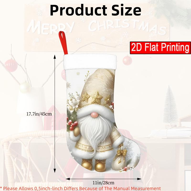 Christmas decoration fireplace hanging stocking1pc Golden Christmas Gnome-Pattern Christmas Gift Socks, Christ
