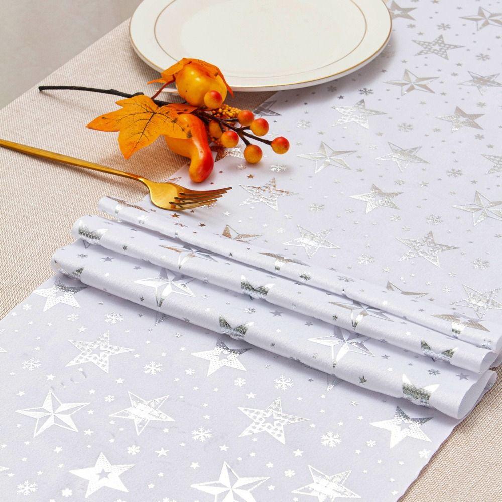 Polyester Christmas Tablecloth Snowflake Printed Table Cover Holiday Style Table Runner  Home Decor