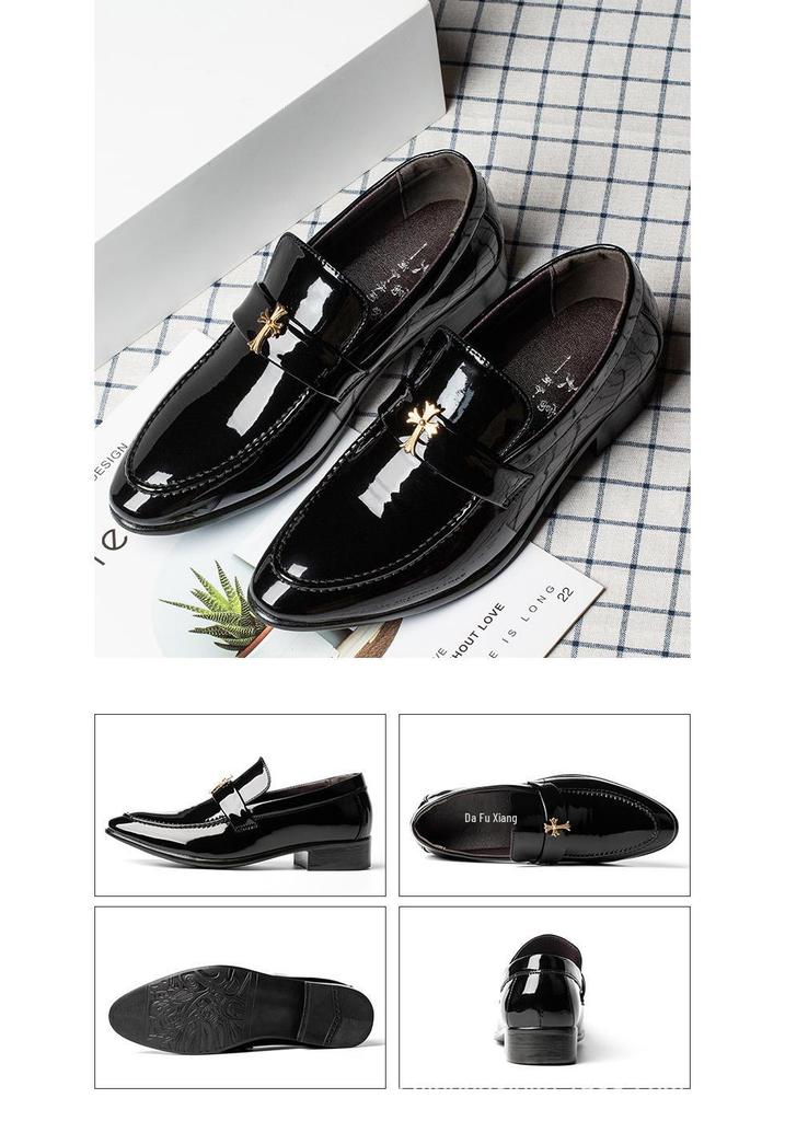 Trendy Men's Red Glossy Leather Pointed Toe Shoes - Breathable, Versatile, Formal Wear for Spring/Summer