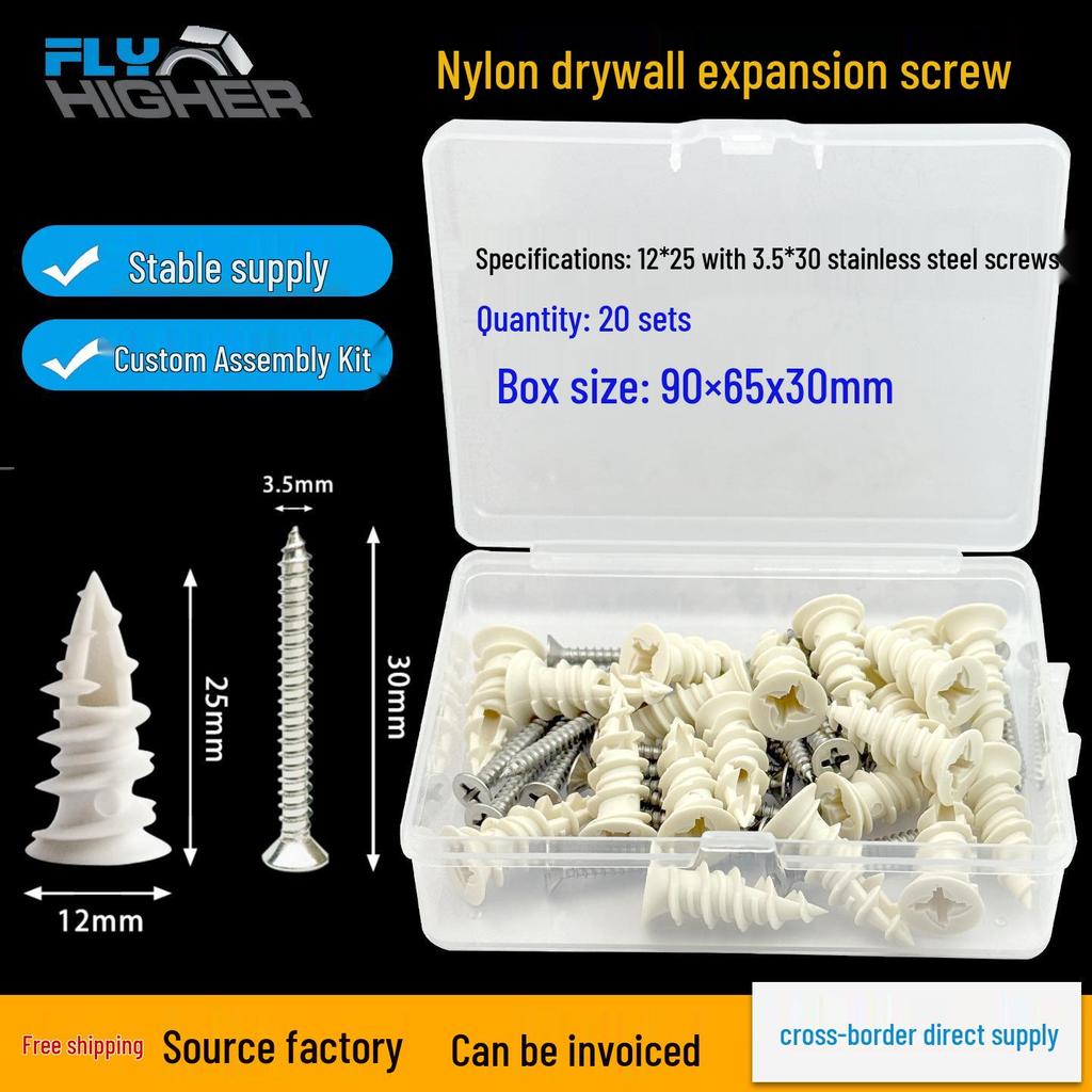 Nylon Expansion Anchor with Self-Tapping Screw and Wall Plug