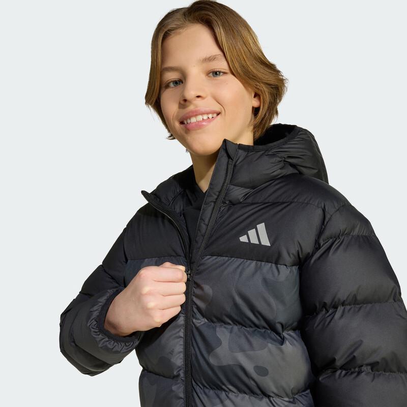 adidas Big Kids' Camo Print Water-Repellent Hooded Padded Jacket