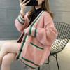 Women's Medium Length Sweater Cardigan Sweater Women's Knitted Sweater V-neck Long Sleeved Top