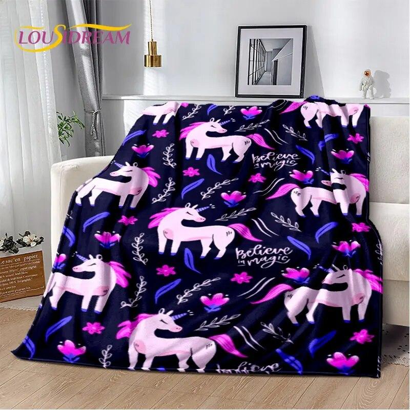 Cartoon Cute Unicorn Soft Plush Blanket,Children's Flannel Blanket Throw Blanket for Living Room Bedroom Bed Sofa Picnic Cover